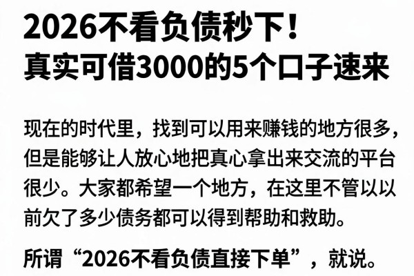 2026不看负债秒下!真实可借3000的5个口子速来