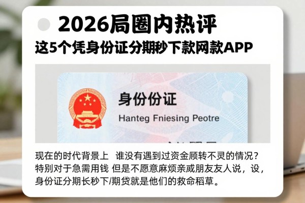 2026圈内热评:这5个凭身份证分期长秒下款的网贷APP,审核宽松秒到账
