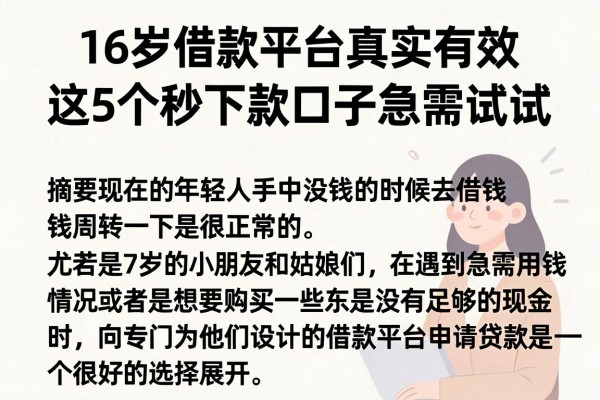 16岁借款平台真实有效,这5个秒下款口子急需试试