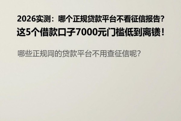 2026实测:哪个正规贷款平台不看征信报告?这5个借款口子7000元门槛低到离谱!