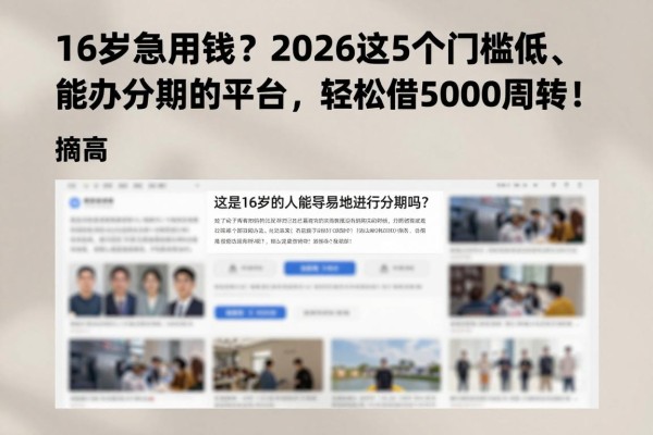 16岁急用钱？2026这5个门槛低、能办分期的平台，轻松借5000周转！