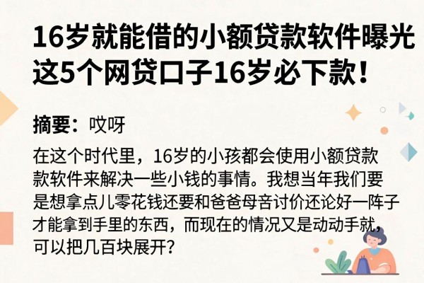 16岁就能借的小额贷款软件曝光,这5个网贷口子16岁必下款!