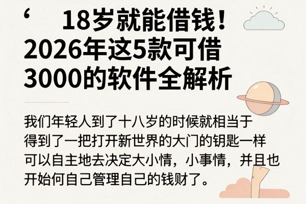 18岁就能借钱!2026年这5款可借3000的软件全解析