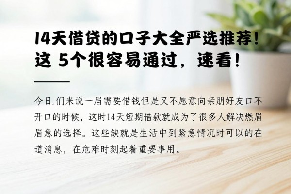 14天借贷的口子大全严选推荐!这5个最容易通过,速看!