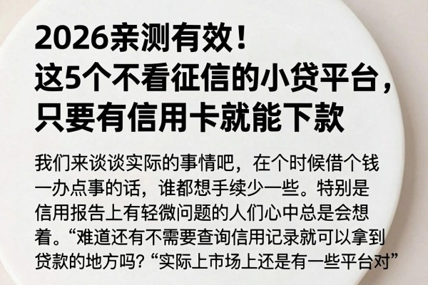 2026亲测有效！这5个不看征信的小贷平台，只要有信用卡就能下款
