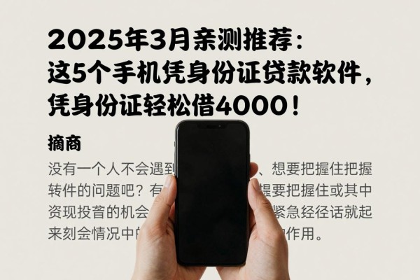 2025年3月亲测推荐：这5个手机凭身份证贷款软件，凭身份证轻松借4000！