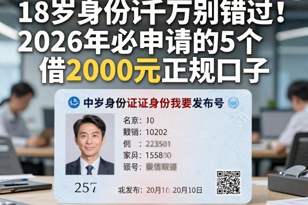 18岁身份证千万别错过！2026年必申请的5个借2000元正规口子