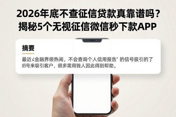 2026年底不查征信贷款真靠谱吗?揭秘5个无视征信微信秒下款APP
