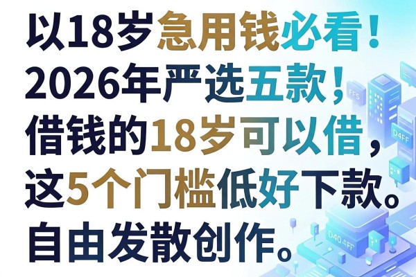 18岁急用钱必看!2026年严选五款借钱的平台18岁可以借,这5个门槛低好下款