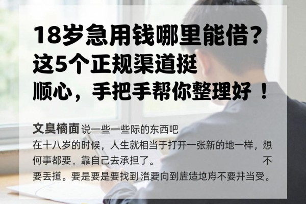 18岁急用钱哪里能借？这5个正规渠道挺顺心，手把手帮你整理好了！