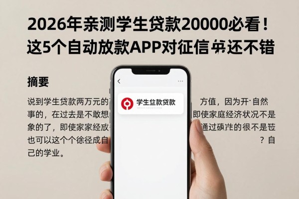 2026年亲测学生贷款20000必看！这5个自动放款APP对征信要求不高，整体还不错