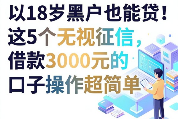 18岁黑户也能贷！这5个无视征信、借款3000元的口子操作超简单