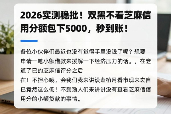 2026实测稳批！双黑不看芝麻信用分的小额包下5000，秒到账！