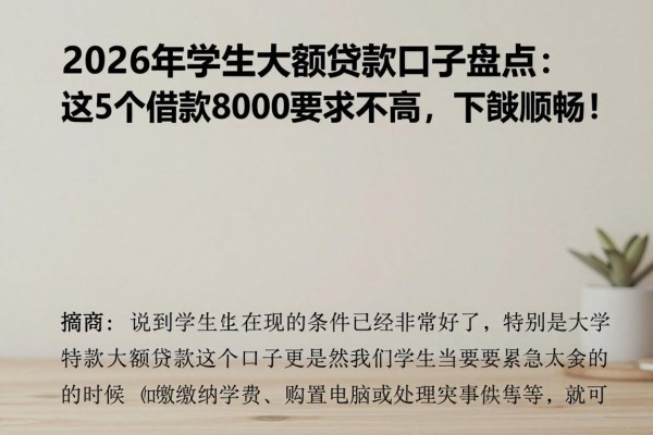 2026年学生大额贷款口子盘点:这5个借款8000要求不高,下款顺畅!