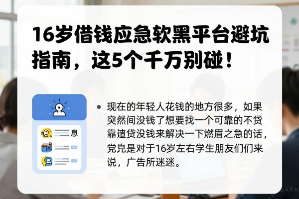 16岁借钱应急软件黑平台避坑指南,这5个千万别碰!
