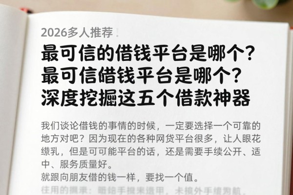 2026多人推荐！最可信的借钱平台是哪个？深度挖掘这五个借款神器