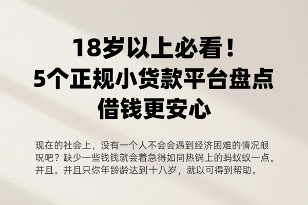 18岁以上必看!5个正规小额贷款平台盘点,借钱更安心