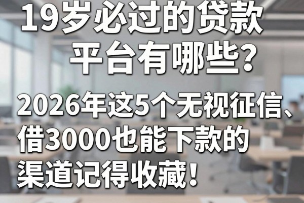 19岁必过的贷款平台有哪些?2026年这5个无视征信、借3000也能下款的渠道记得收藏