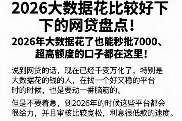 2026大数据花比较好下的网贷盘点！2026年大数据花了也能秒批7000、超高额度的口子都在这里