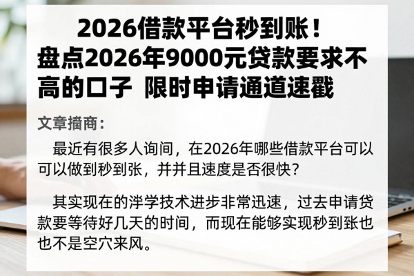 2026借款平台秒到账！盘点2026年9000元贷款要求不高的口子，限时申请通道速戳
