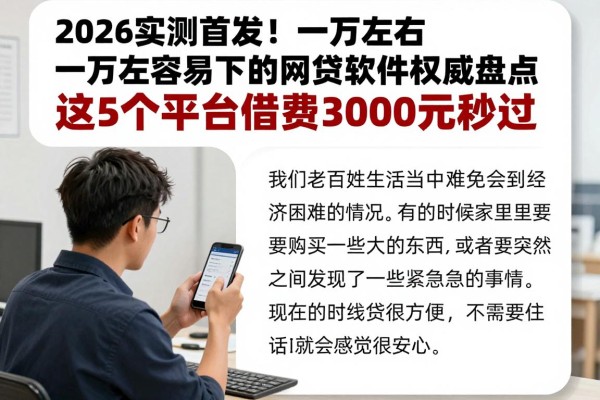 2026实测首发！一万左右容易下的网贷软件权威盘点，这5个平台借款3000元秒过