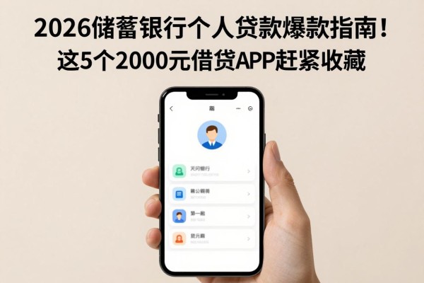 2026储蓄银行个人贷款爆款指南!这5个2000元借款APP赶紧收藏