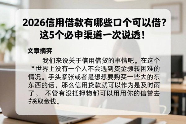 2026信用借款有哪些口子可以借?这5个必申渠道一次说透!