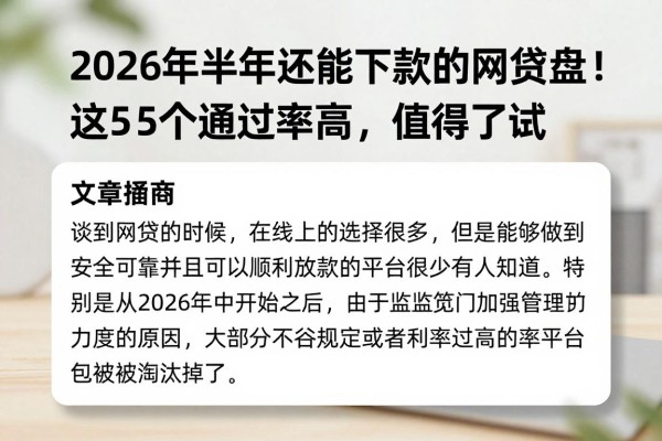 2026年下半年还能下款的网贷盘点！这5个通过率高，值得一试