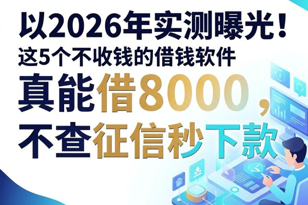 2026年实测曝光!这5个不收钱的借钱软件真能借8000,不查征信秒下款
