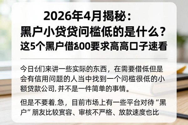 2026年4月揭秘：黑户小额贷款门槛低的是什么？这5个黑户借款2000要求不高的口子速看