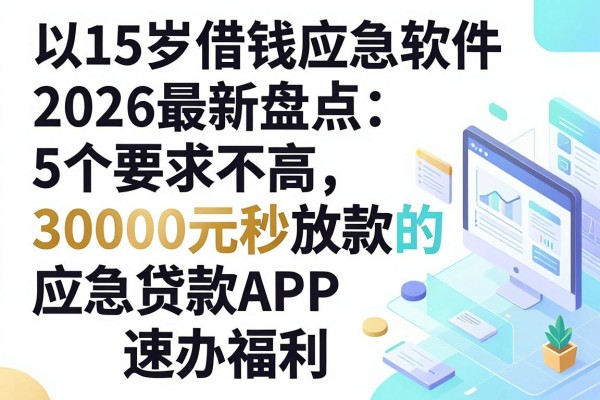 15岁借钱应急软件2026最新盘点:5个要求不高、30000元秒放款的应急贷款APP速办福利