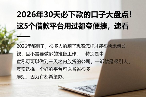 2026年30天必下款的口子大盘点!这5个借款平台用过都夸便捷,速看