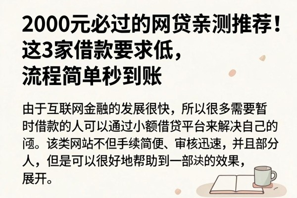 2000元必过的网贷亲测推荐!这3家借款要求低、流程简单秒到账