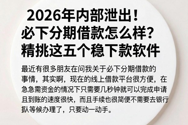 2026年内部泄出!必下分期借款怎么样?精挑这五个稳下款软件