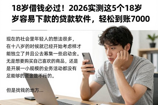 18岁借钱必过！2026实测这5个18岁容易下款的贷款软件，轻松到账7000