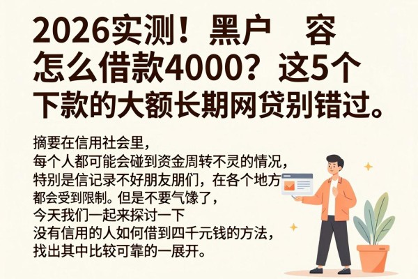 2026实测!黑户怎么借款4000?这5个容易下款的大额长期网贷别错过