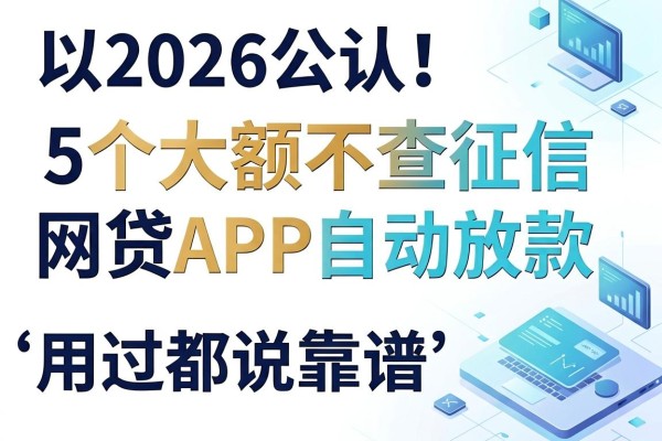 2026公认!这5个大额不查征信网贷APP自动放款,用过都说靠谱