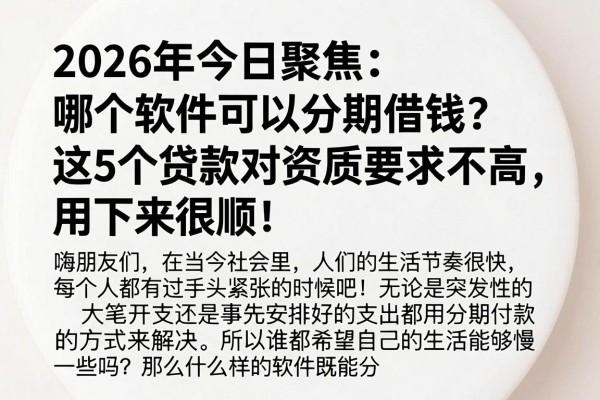 2026年今日聚焦:哪个软件可以分期借钱?这5个贷款对资质要求不高,用下来很顺!