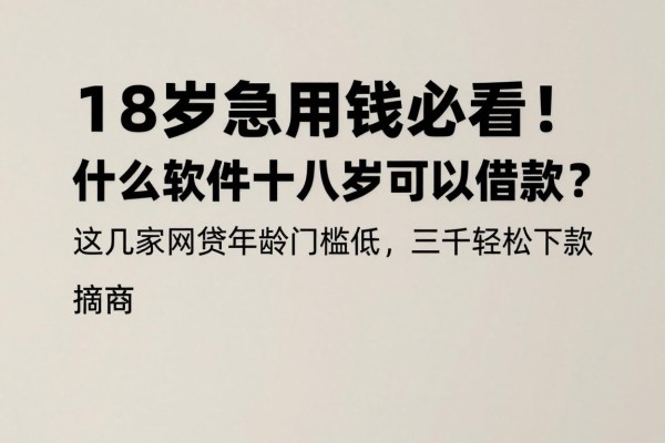 18岁急用钱必看！什么软件十八岁可以借款？这几家网贷年龄门槛低，三千轻松下款