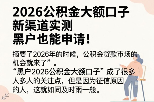 2026公积金大额口子新渠道实测,黑户也能申请!