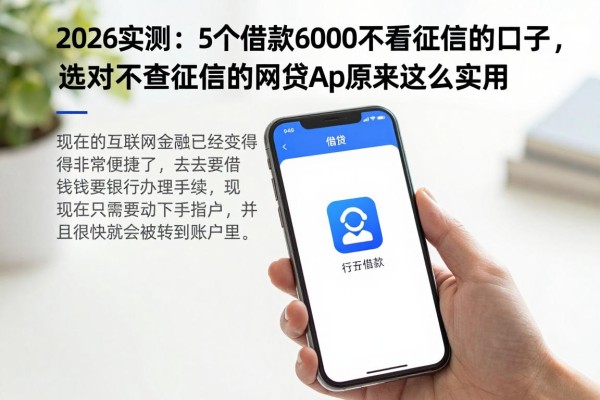 2026实测：5个借款6000不看征信的口子，选对不查征信的网贷App原来这么实用