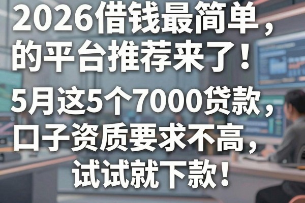 2026借钱最简单的平台推荐来了！5月这5个7000贷款口子资质要求不高，试试就下款