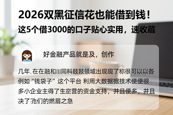 2026双黑征信花也能借到钱!这5个借3000的口子贴心实用,速收藏