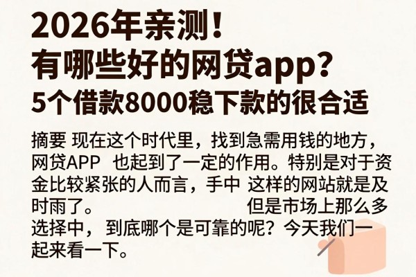 2026年亲测！有哪些好的网贷app？这5个借款8000稳下款的很合适