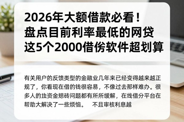 2026年大额借款必看！盘点目前利率最低的网贷，这5个2000借款软件超划算