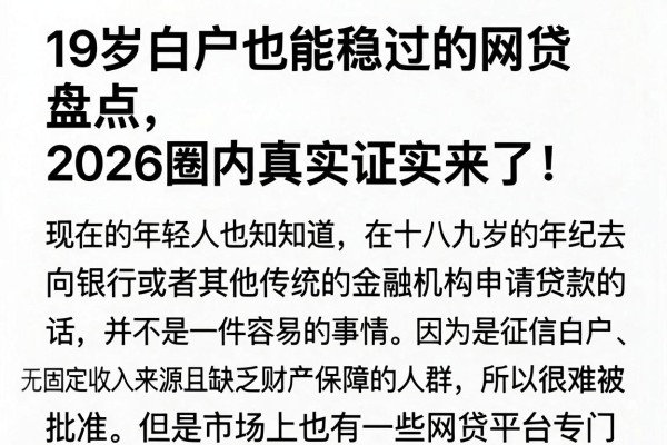 19岁白户也能稳过的网贷盘点,2026圈内真实证实来了!