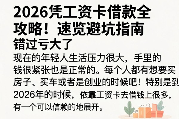 2026凭工资卡借款全攻略！速览避坑指南，错过亏大了