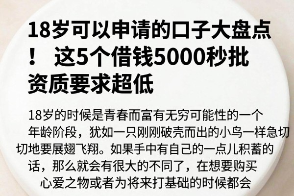 18岁可以申请的口子大盘点！这5个借钱5000秒批、资质要求超低