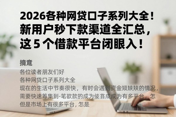 2026各种网贷口子系列大全!新用户秒下款渠道全汇总,这5个借款平台闭眼入!