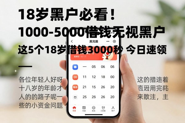 18岁黑户必看!1000-5000借钱无视黑户,这5个18岁借钱3000秒过app今日速领